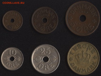 Дания 6 монет 1924-1927 с рубля до 22:00мск 13.11.18 - Дания 1