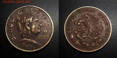 МОНЕТЫ МИРА 11-18 - Мексика - 5 сентаво (1959) «Жозефа Ортис де Домингис – борец за независимость Мексики»
