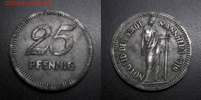 МОНЕТЫ МИРА 11-18 - Германия (Мангейм) – 25 пфеннигов (1919) железо (нотгельд)
