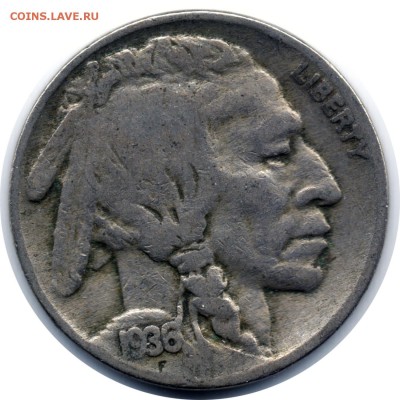 A83 США 5¢ Buffalo Nickel 1936 до 14.11 в 22°° - A83 США 5 цент 1936_1