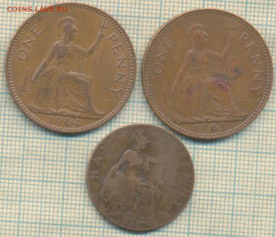 Великобритания пенни 1964,65, полпенни 1917 г. , до 13.11.20 - Великобр 3 монеты  4083