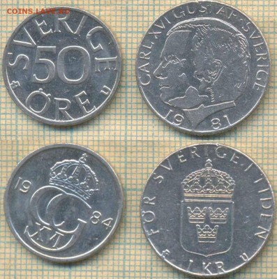 Швеция 1 крона 1981,50 эре 1984 г.,до 13.11.2018 г. 22.00 по - Швеция 2 монеты 2406