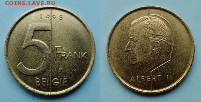 Бельгия - 5 франков 1998 года до 12.11 - бельгия 5 франков 1998 года