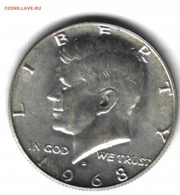 50 центов США, на оценку, UNC. 1964, 1965, 1967, 1968. - 4 (2)