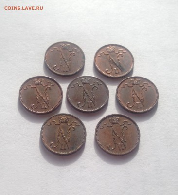 1 пенни Русская Финляндия - 7 шт(1909-1916гг , до 16.11.18г. - 1p9-16-9