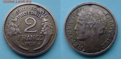 Франция - 2 франка 1938 года до 15.11 - франция 2 франка 1938 года