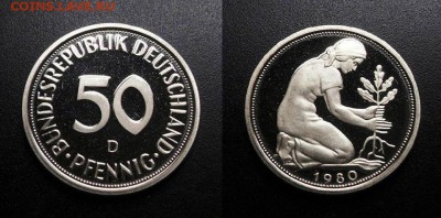 МОНЕТЫ МИРА 11-18 - Германия – 50 пфеннигов (1980 D) proof