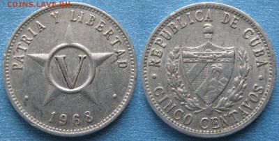 32.Ходячка Кубы 1915-1978г. - 32.13. -Куба 5 сентаво 1968    8661
