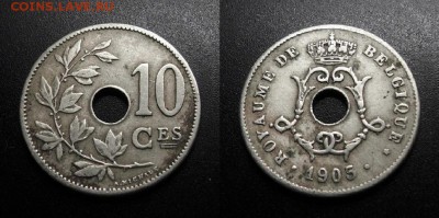 МОНЕТЫ МИРА 11-18 - Бельгия – 10 сантимов (1905) №2-3