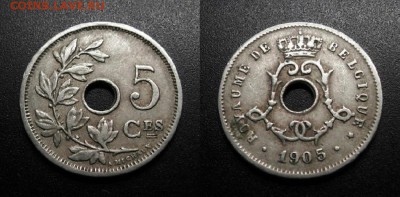 МОНЕТЫ МИРА 11-18 - Бельгия – 5 сантимов (1905) №2-3