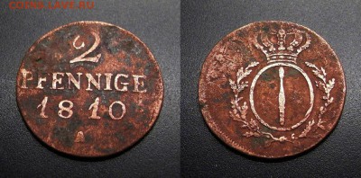 МОНЕТЫ МИРА 11-18 - Германия (Пруссия) – 2 пфеннига (1810 А)