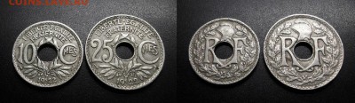 МОНЕТЫ МИРА 11-18 - Франция - набор 10 + 25 сантимов (1922) №11-3