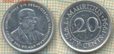 Маврикий 20 центов 1994 г., до 19.11.2018 г. 22.00 по Москве - Маврикий 20 центов 1994  4471