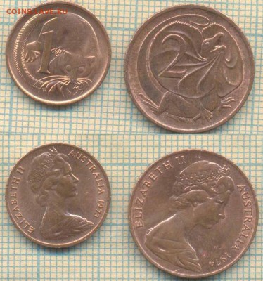 Австралия 1 цент 1973, 2 цента 1974 г., до 19.11.2018 г. 22. - Австралия 2 монеты 4483