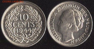 Нидерланды 10 центов 1944 Ag (P) до 22:00мск 20.11.18 - Нидерланды 10 центов 1944 Ag (P) -130