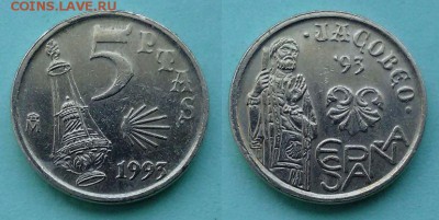 Испания - 5 песет 1993 года до 20.11 - испания 5 песет 1993 года