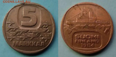 Финляндия - 5 марок 1984 года ("Подводная лодка") до 20.11 - финляндия 5 марок 1984 года