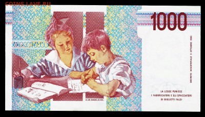 Италия 1000 лир 1990 (1996). До 21.11.18 в 21:30. - IL-1000-96-II