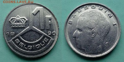 Бельгия - 1 франк 1990 года до 23.11 - бельгия 1 франк 1990 года