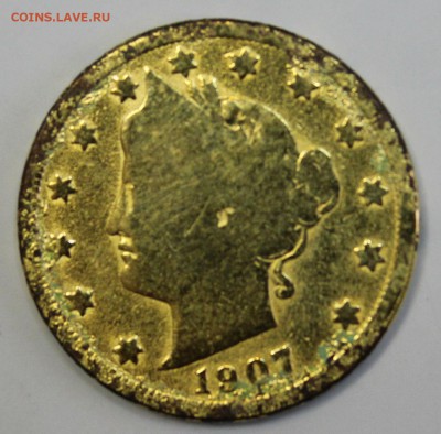 С РУБ.USA V cents 1907г. ПОЗОЛОЧЕННАЯ  до 24.11 в 22-00 - IMG_5094.JPG