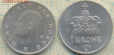 Норвегия 1 крона 1974 г. , до 27.11.2018 г. 22.00 по Москве - Норвегия 1 крона 1974  4594