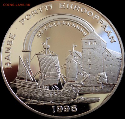 Финляндия 20 экю 1996г. Ганза КОРАБЛЬ 27г 38.5 мм - DSCN3060.JPG