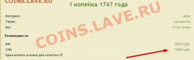 1 копейка 1767 СПМ - cennik