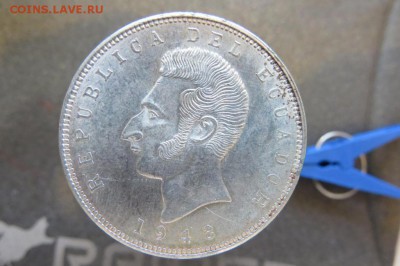 Крона Шайба Эквадор 5 сукре 1943 серебро XF - krona_shajba_ekvador_5_sukre_1943_serebro_xf (1)