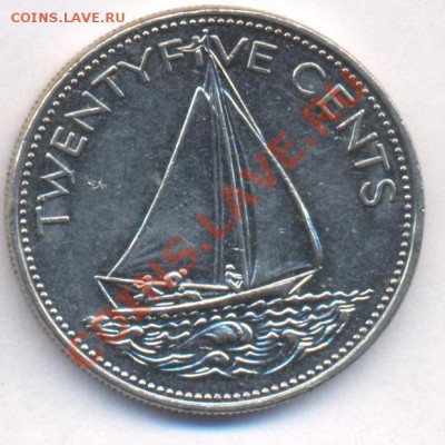 Багамские о-ва 25 центов 1985 г. До 26.05.11 г. 20-00 МСК. - Багамы 25 85.1