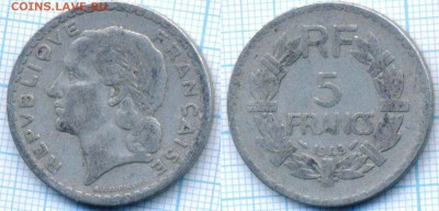 Франция 5 франков 1949 г., до 28.11.2018 г. 22.00 по Москве - Франция 5 франков 1949  2255