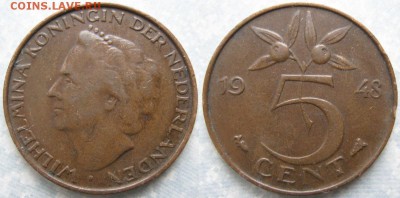Нидерланды 5 центов 1948 до 01-12-18 в 22:00 - Нидерланды 5 центов 1948     180-ас53-9882