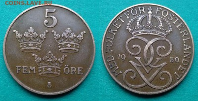 Швеция - 5 эре 1950 года до 30.11 - швеция 5 эре 1950 года