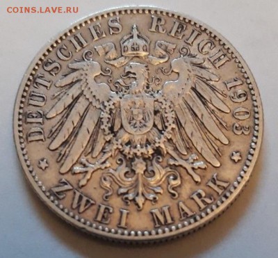 Саксония, 2 марки Георг 1903г. На оценку - ek2