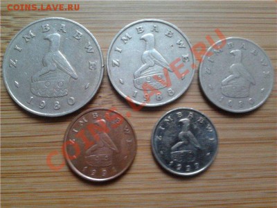 Зимбабве, подборка из 5 монет, до 31.05.2011г, 22-00мск - Зимбабве.