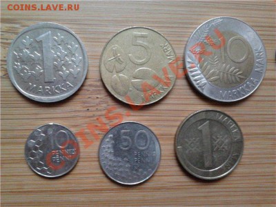Финляндия, подборка из 5 монет, до 31.05.2011г, 22-00мск - финляндия