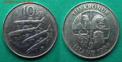Исландия - 10 крон 1984 года до 3.12 - исландия 10 крон 1984 года