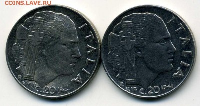 Фашистская Италия 1940-41гг. 20 чентезимо. до 2 12 18 до 22 - аа069