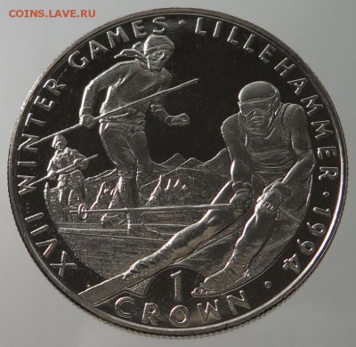 Крона Шайба Гибралтар 1 крона 1993 Зимние Олимпийские Игры - krona_shajba_gibraltar_1_krona_1993_zimnie_olimpijskie_igry_lillekhamer_1994_lyzhi_olimpiada