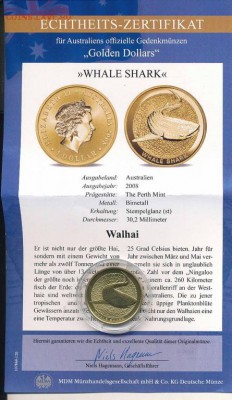 Австралия 1$ долларов 2008 Китовая Акула Животные Фауна - avstralija_1_dollarov_2008_kitovaja_akula_zhivotnye_fauna (2)