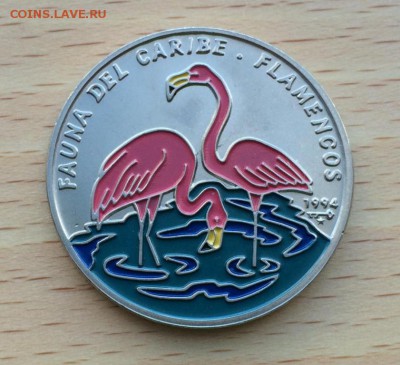 Куба 1 песо 1994 Карибская Фауна Красный Фламинго птицы UNC - kuba_1_peso_1994_karibskaja_fauna_krasnyj_flamingo_pticy_unc