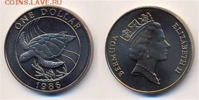 Крона Шайба Бермуды 1$ доллар 1986 Черепаха фауна - krona_shajba_bermudy_1_dollar_1986_cherepakha_fauna