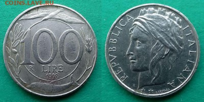Италия - 100 лир 1998 года до 9.12 - италия 100 лир 1998 года