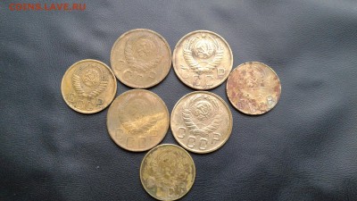 5 копеек 1943.46.49 3копейки 1952.53.54 С 1 РУБЛЯ - 20181202_105707