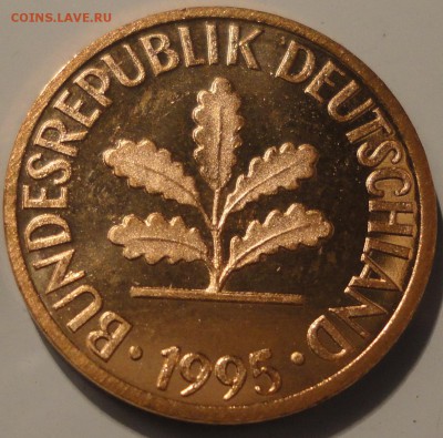 С 1 рубля UNC 1 пфеннинг 1995 г., ФРГ, до 22:00 8.12.2018 г. - ФРГ 1 пфеннинг 1995-2.JPG