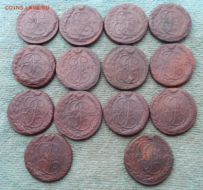 Полная погодовка пятаков Екатерины 2, 1763-1796 ЕМ, цена фик - pog1-34-3