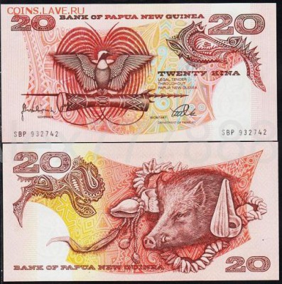 Папуа Новая Гвинея 20 кина 1988 год Пресс UNC - 350 руб - 3