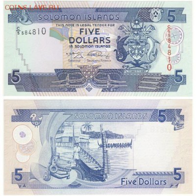 Соломоновы острова 5 долларов 2008 год Пресс UNC - 110 руб - 5