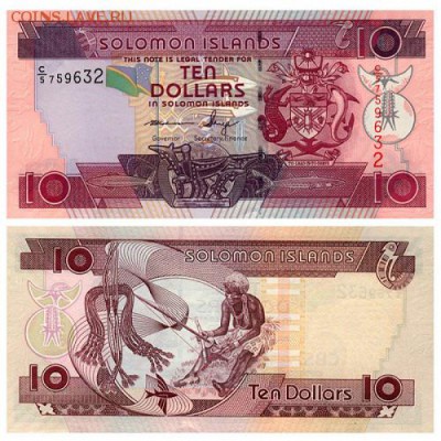 Соломоновы острова 10 долларов 2011 год Пресс UNC - 190 руб - 10