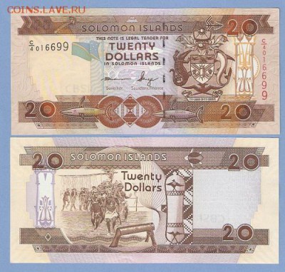 Соломоновы острова 20 долларов 2009 год Пресс UNC - 310 руб - 20