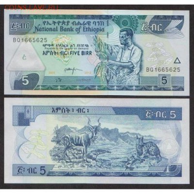 Эфиопия 5 бырр 2013 год Пресс UNC - 85 руб - 52013